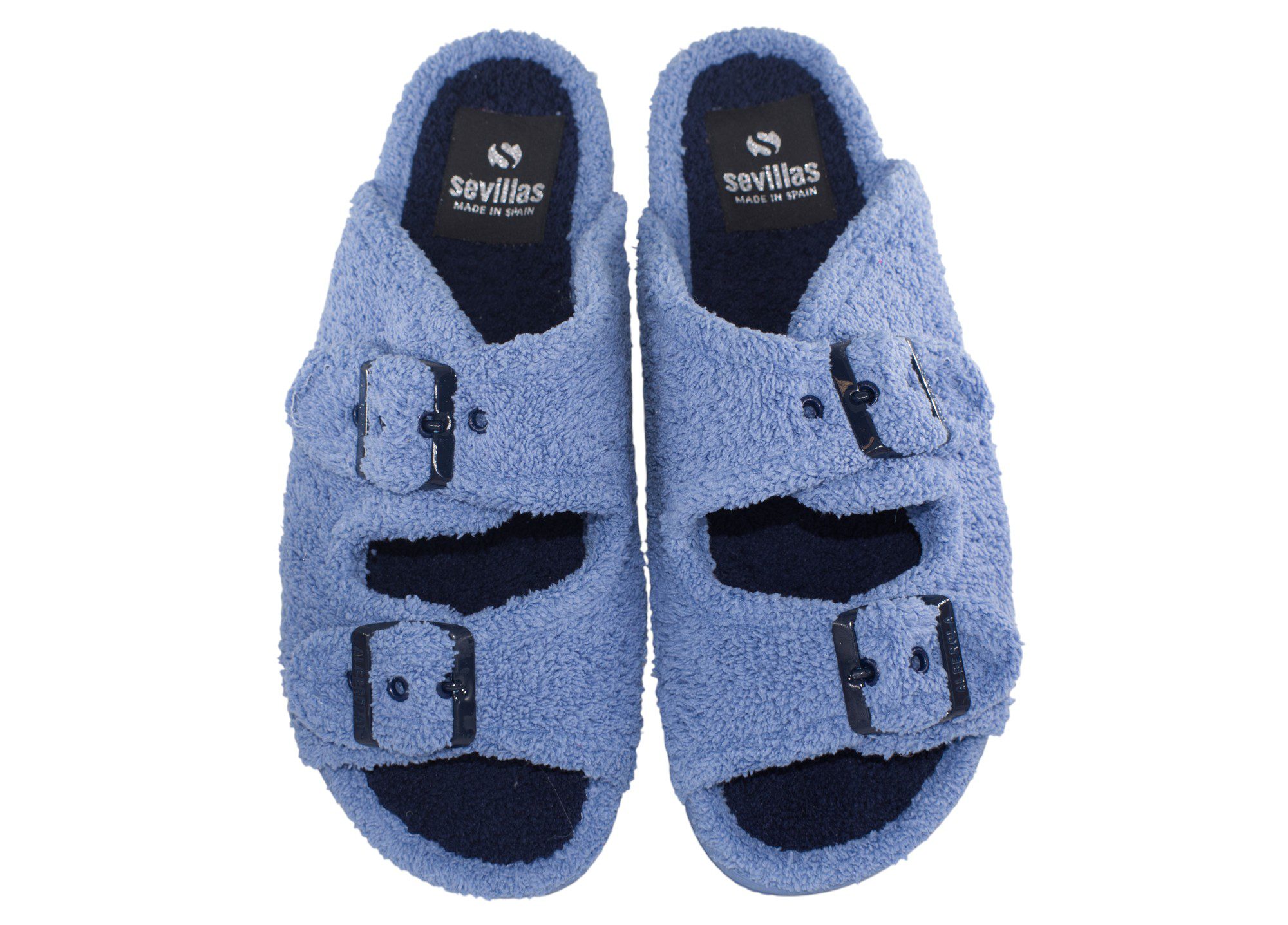ZAPATILLA CASA DOS HEBILLAS RIZO TOALLA X27206 MARINO